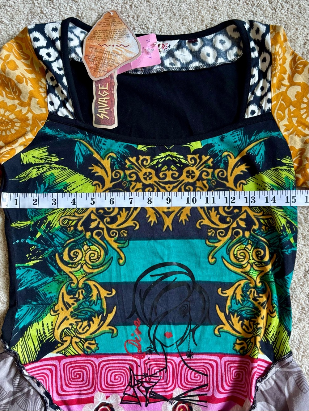Savage Culture Multicolor Black, Yellow & Teal Printed Dress Size S - Picture 9 of 10